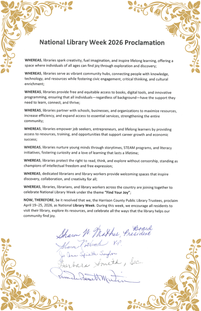 2026 HCPL board proclamation for National Library Week